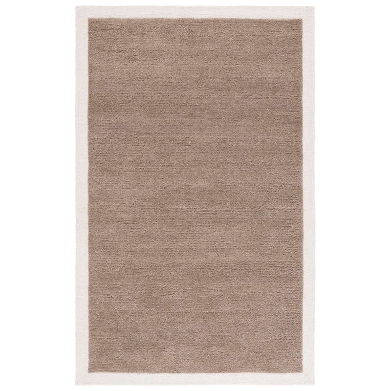 SAFAVIEH Handmade Metro Kleanthi Border Wool Rug - 6' Square - Dark Beig/Ivory