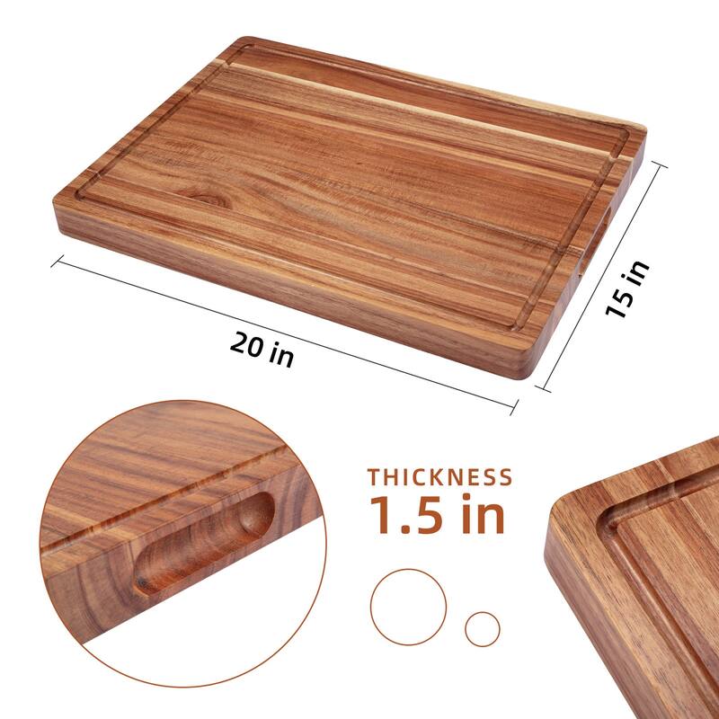 20-in L X 15-in W Large Wood Cutting Board 1.5Inch Thick - 20-in L X 15-in W