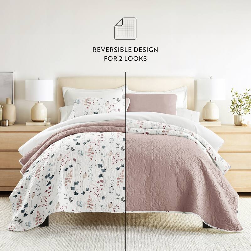 Becky Cameron All Season 3 Piece Floral Reversible Quilt Set