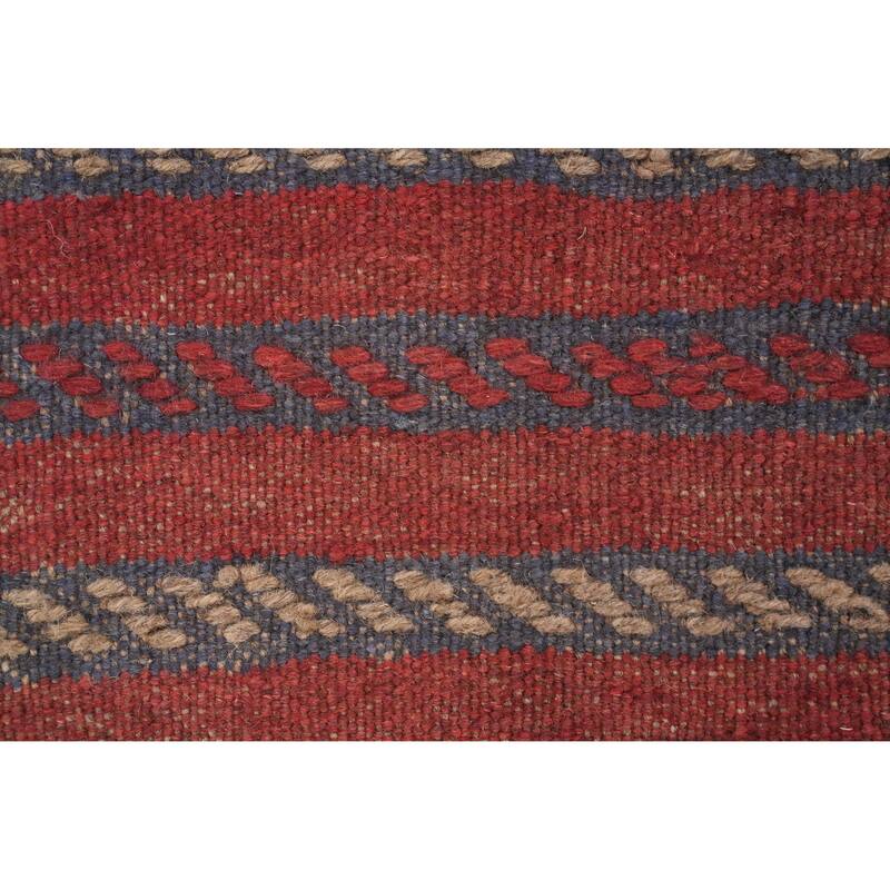 Hand Knotted Oriental 100% Wool Carpet Traditional Tribal Red Balouch Runner Rug - 8' 0'' X 2' 1''