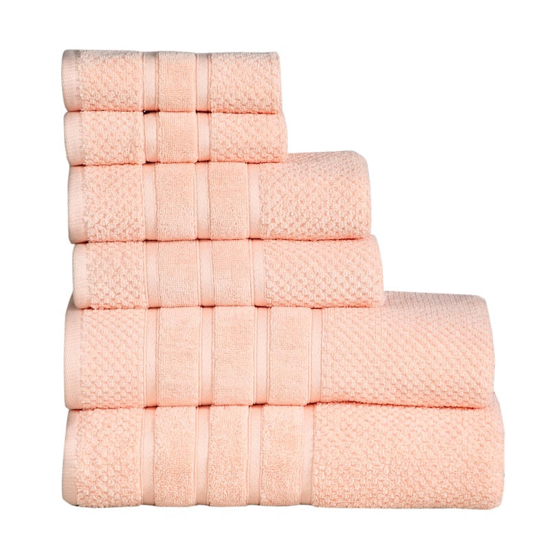 Luxurious Absorbent 650 GSM Combed Cotton 6-piece Towel Set - Pale Peach