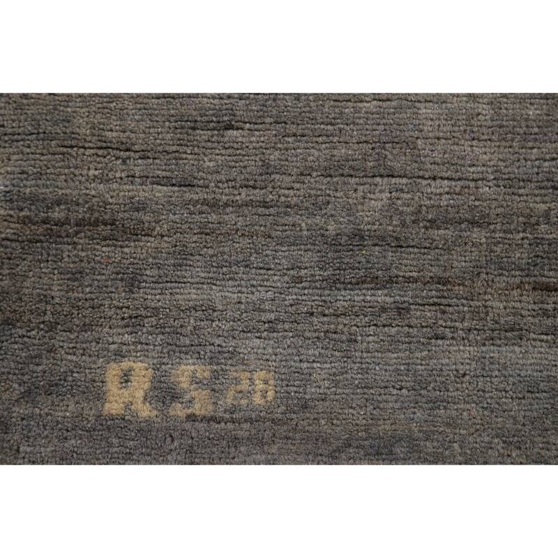 Solid Gray Gabbeh Modern Foyer Rug Hand-Knotted Wool Carpet - 3'3"x 4'10"