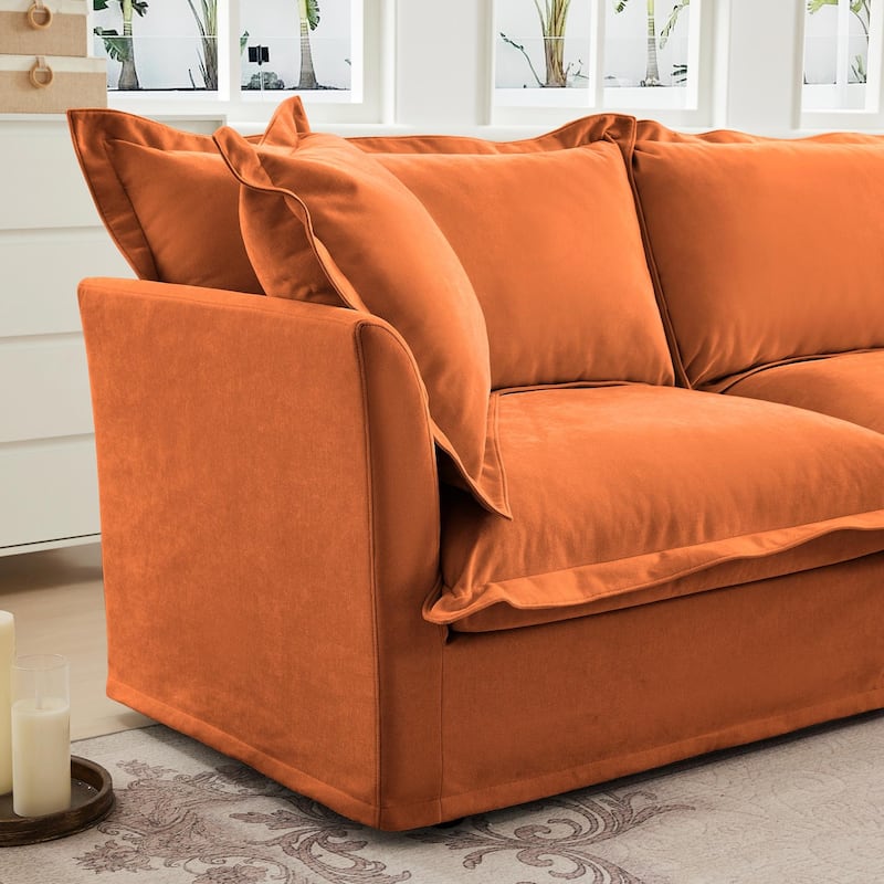 ​Contemporary Footstool - Chenille Fabric