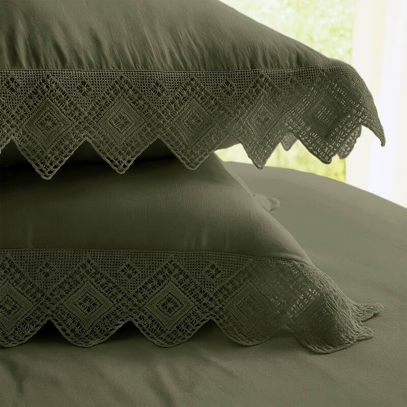 Elsie Lace Sweet Grass 6 Piece Comforter Set