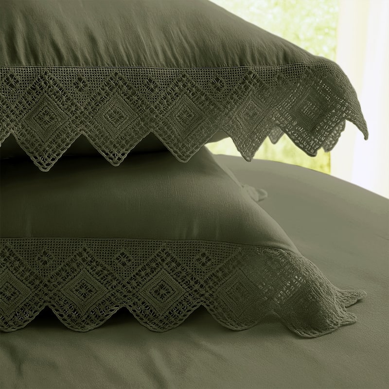 Elsie Lace Sweet Grass 6 Piece Coverlet Set