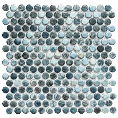 Eterna Penny 12x12 Glass Round Mosaic Tile - Floor, Wall, Backsplash