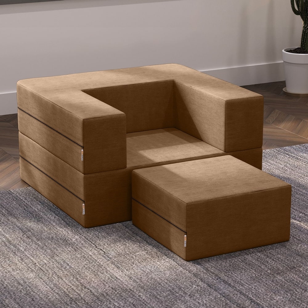 Jaxx Zipline Convertible Sleeper Chair, & Ottoman/ Twin-size Bed, Made in the USA