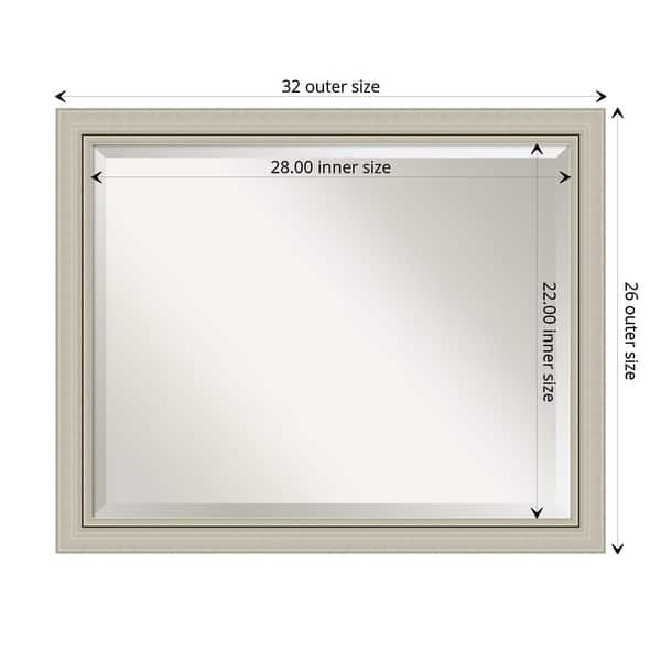 Beveled Wood Bathroom Wall Mirror - Romano Silver Narrow Frame - Outer ...