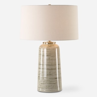 Uttermost Strata Tan Glaze Table Lamp - 26.25" H X 18" W X 18" D