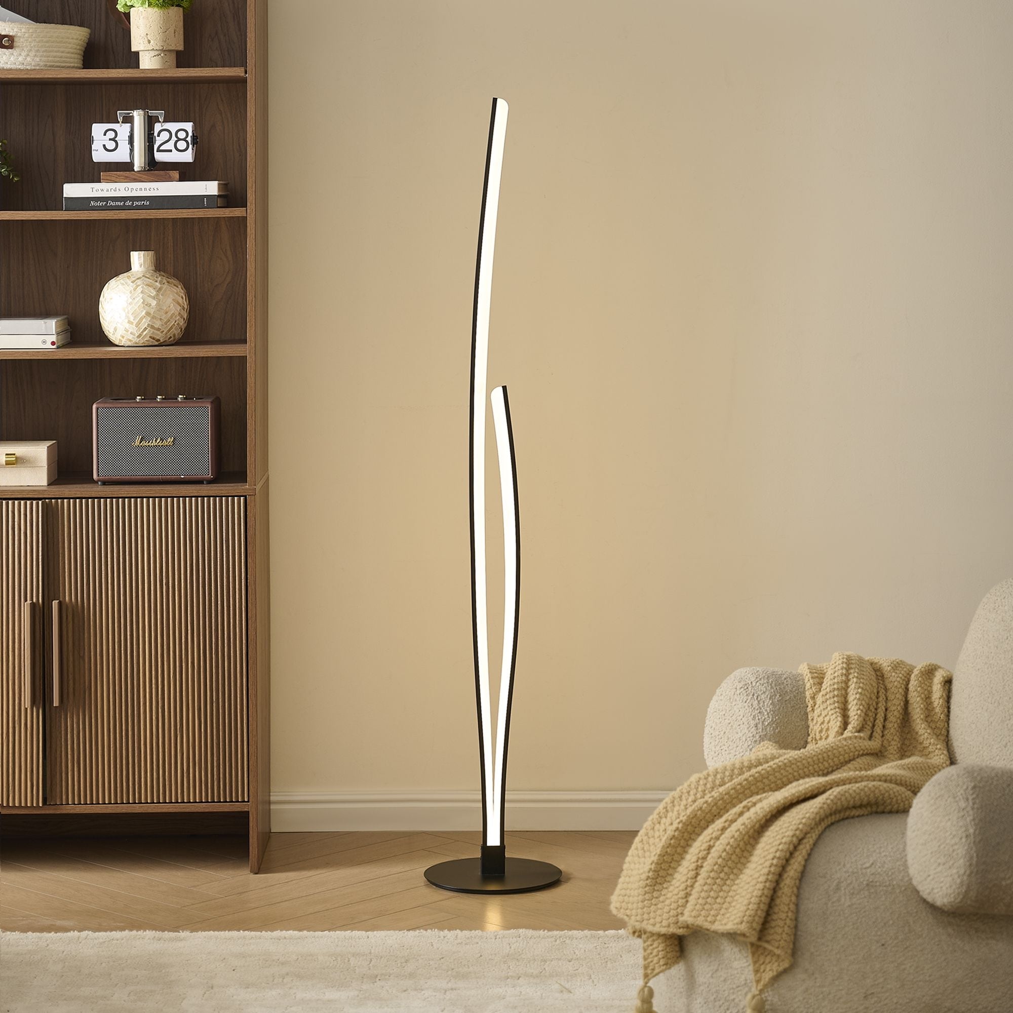 Sophia Contemporary Metal Acrylic Wave LED Floor Lamp