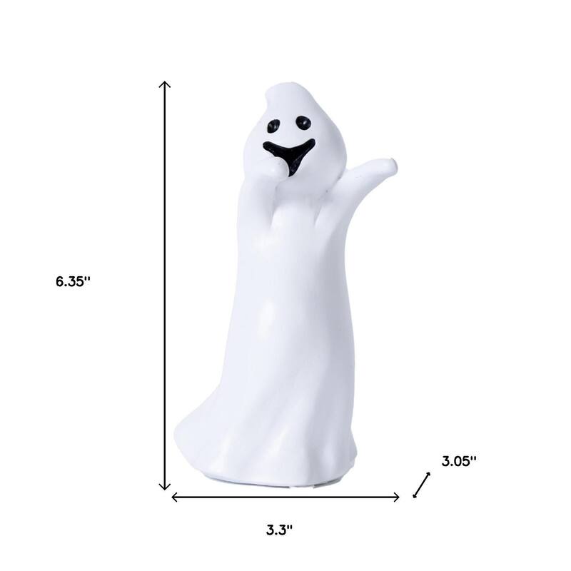HomeRoots Set of Three White Polyresin Halloween Ghost Figurines - 3.05 in. x 6.35 in. x 3.30 in.