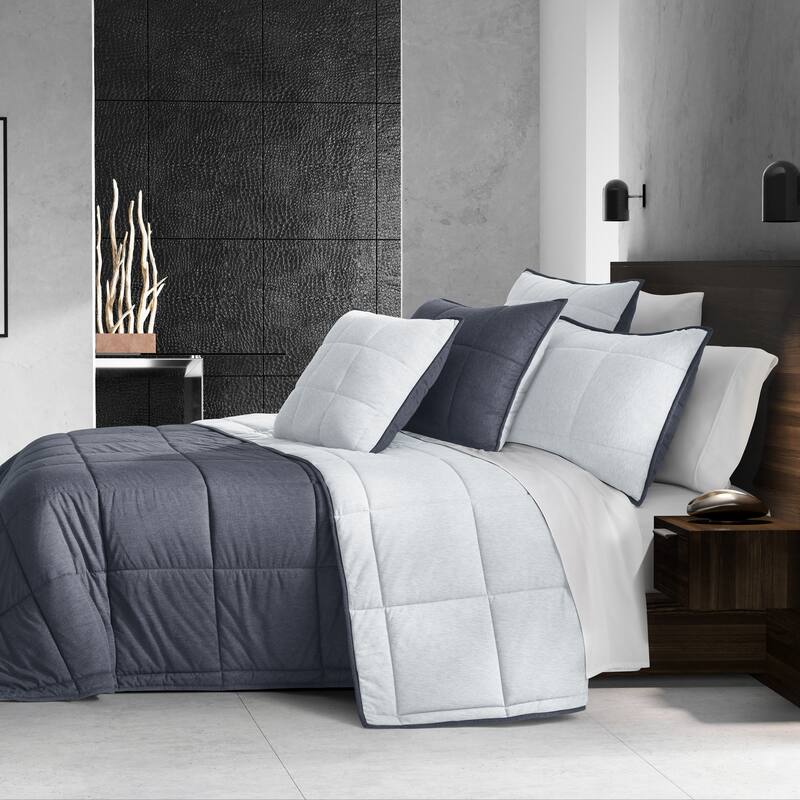 J. Queen New York Paxton Quilt Set - Blue - King - Cal King