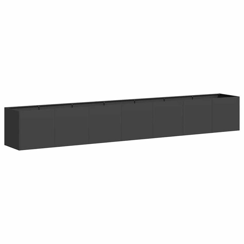 vidaXL Planter Black Cold-rolled Steel Large Planters Planter - 15.7 x 110.2 x 15.7 in