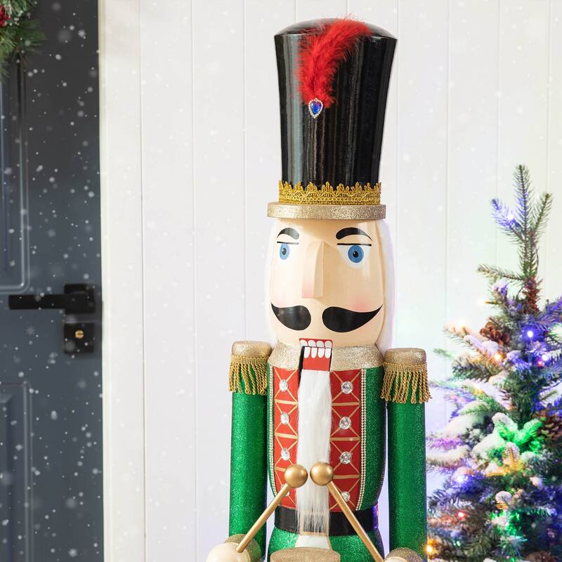 Glitzhome 54"H Wooden Christmas Glitter Nutcracker Indoor Porch Decor