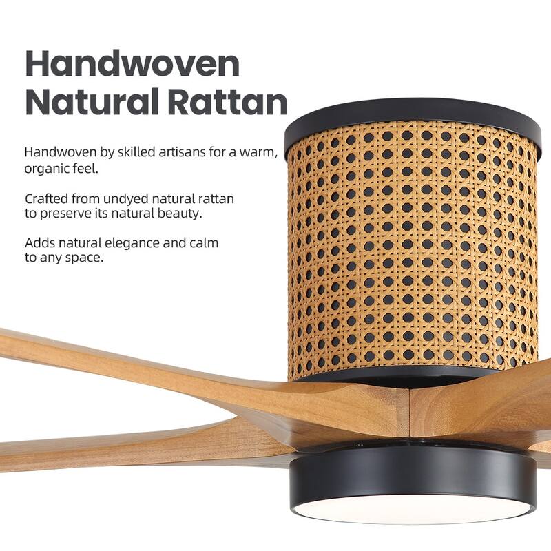 MLiAN 5 Solid Wood Blades Ceiling Fan with Lights Remote Control 6-Speed DC - 54''