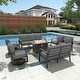 preview thumbnail 86 of 144, Aluminum Patio Outdoor Sectional Sofa Set with Fire Pit, Swivel Rocking Chairs and Ottomans