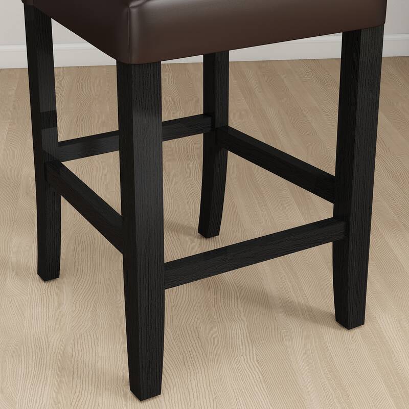 24 Inches Faux Leather Counter Height Bar Stools with Nailhead Trim