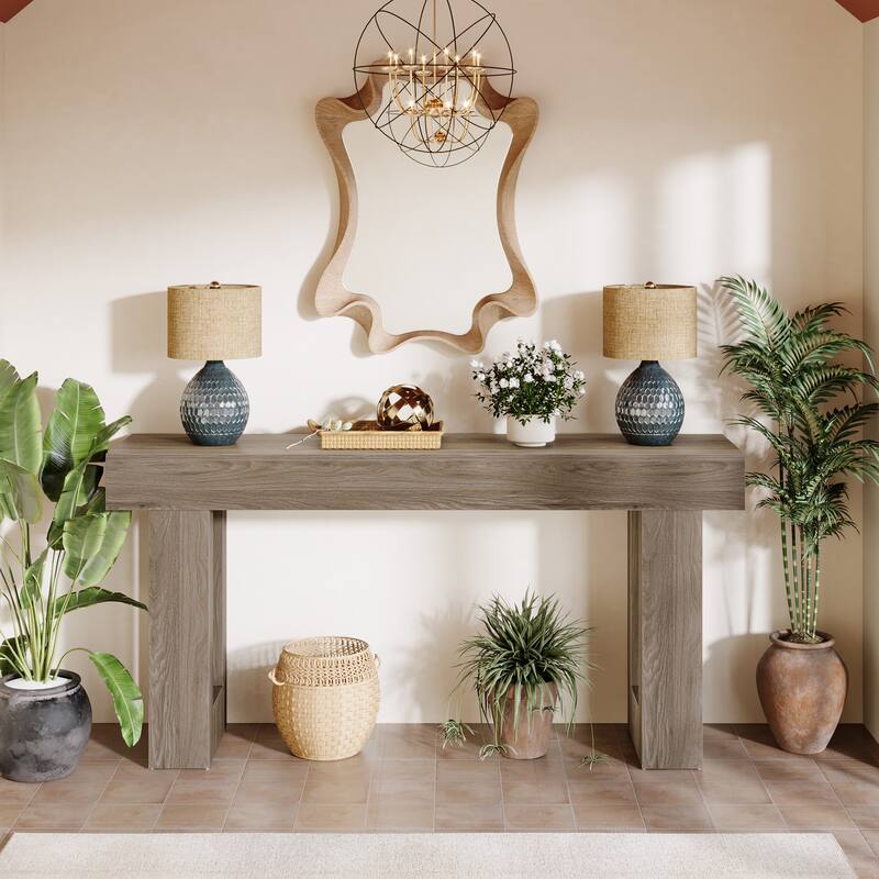 63-inch Wood Narrow Console Sofa Hallway Accent Table for Entryway