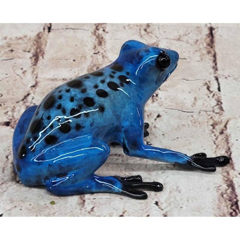 Blue Poison Dart Tree Frog Bronze Metal Figurine Sculpture Signed Original Art