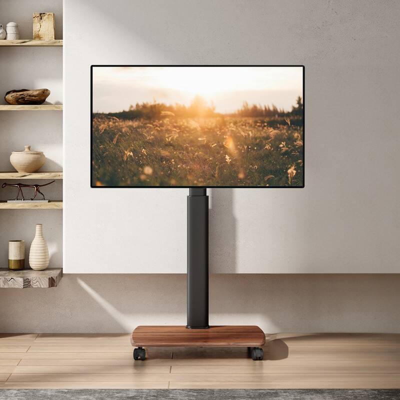 FITUEYES Rolling TV Floor Stand for 32 - 70 Inch TVs, Elegant Portable TV Stand with Upgraded 360° rotating wheels