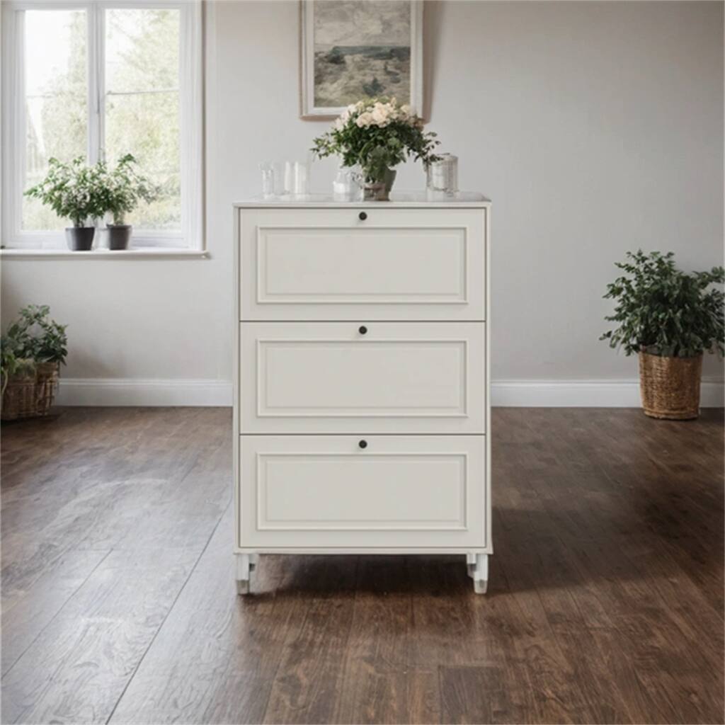 Narrow Shoe Rack Cabinet with 3 Flip Drawers and Legs for Entryway