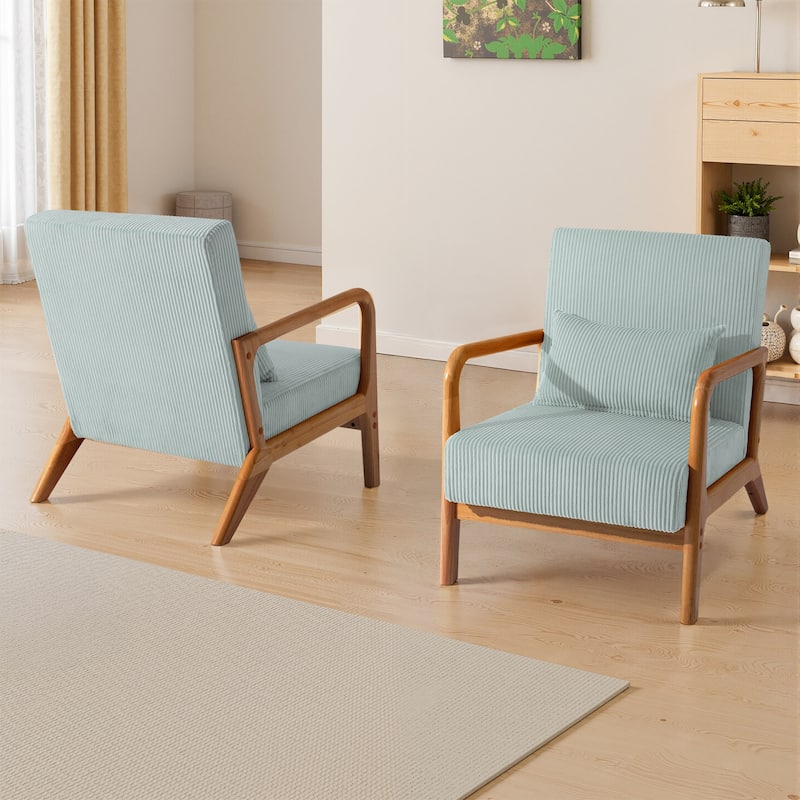 Modern Upholstered Accent Chair with Wood Legs Set of 2