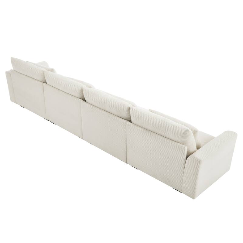 GDFStudio - Finnegan 4‑Seater Corduroy Sofa with 4 Waist Pillows