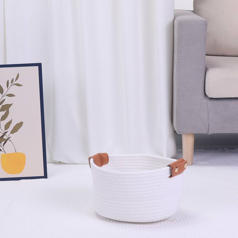 Woven Storage Basket, Shelf Closet Storage Bin for Blankets, Clothes, Shoes, Organizer Bin for Living Room Home Decor