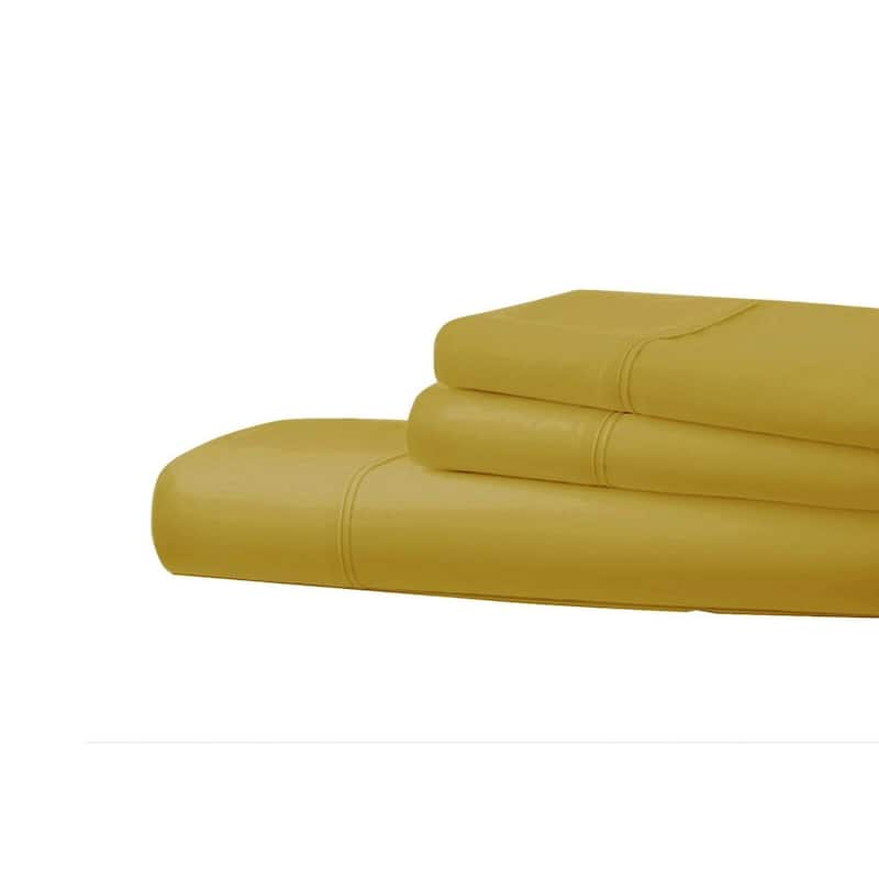 1800 Series 6 Piece Egyptian Cotton Feel Soft Sheets Deep Pockets 4 Pillowcases - Gold - Queen