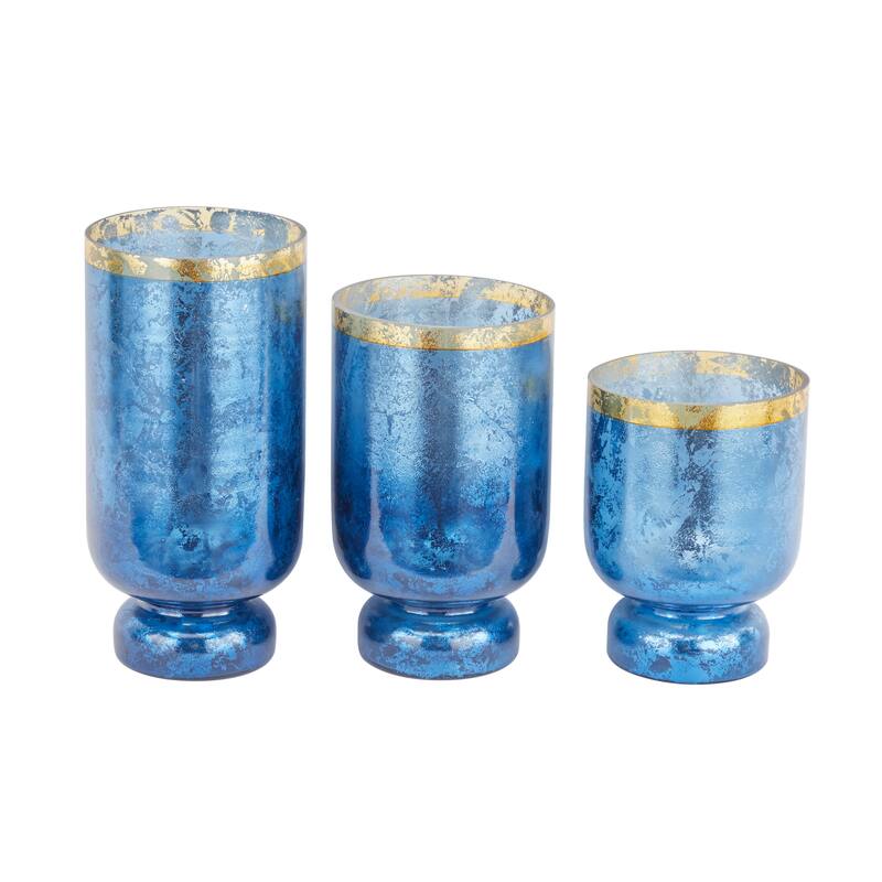 Glass Pillar Hurricane Lamp - S/3 12", 10", 8"H