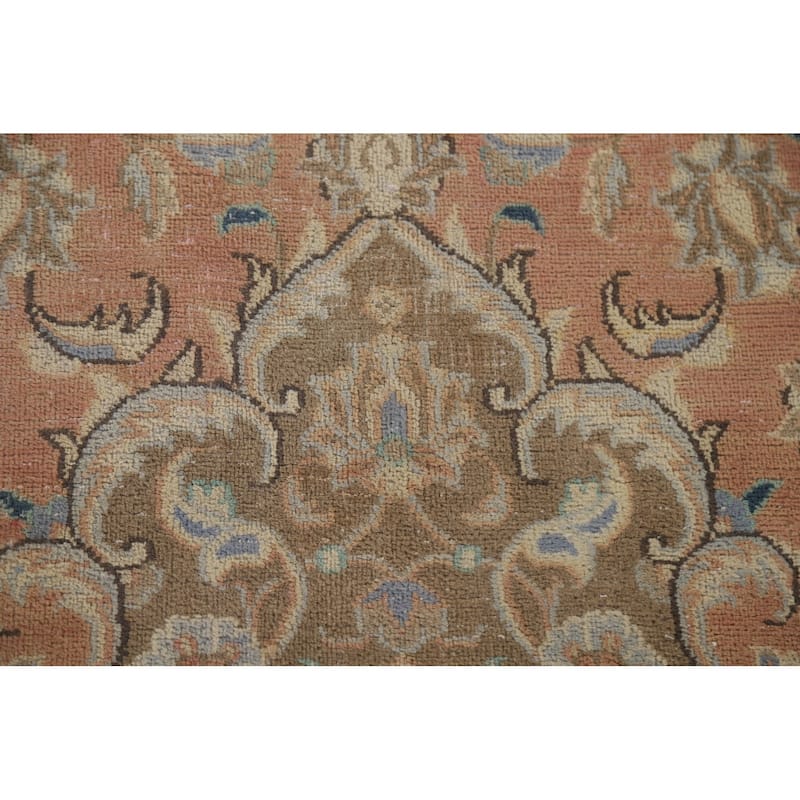 Hand Knotted Oriental 100% Wool Carpet Traditional Floral Oranges & Rust Mashad Area Rug - 12' 9'' X 9' 3''