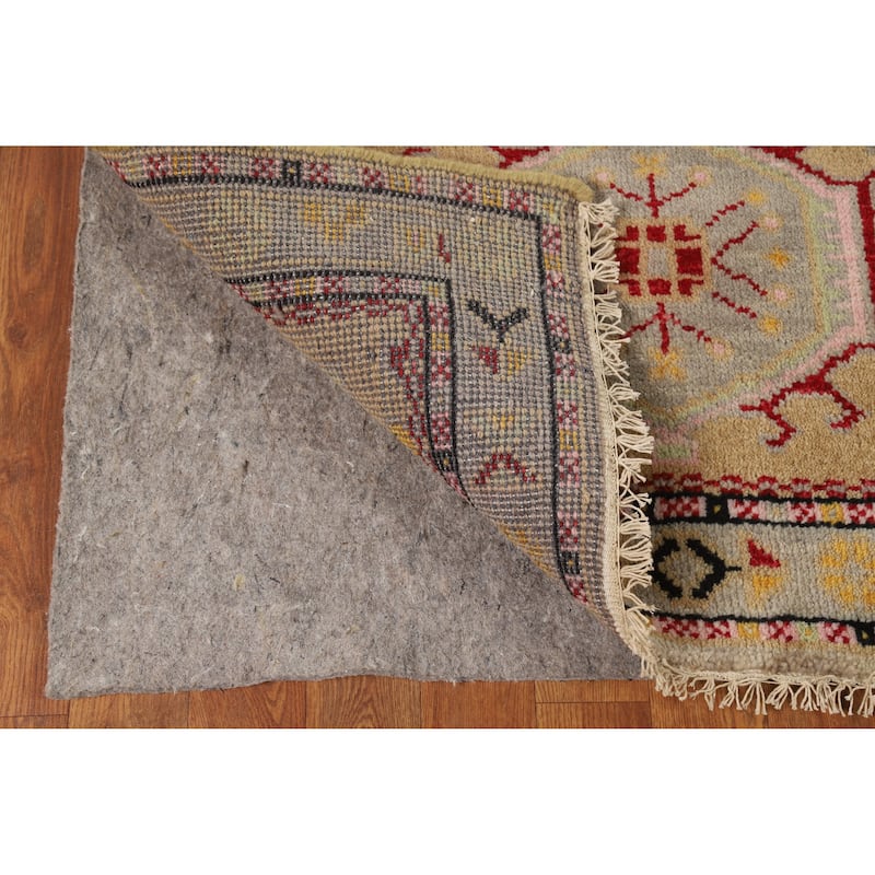 Geometric Khotan Foyer Rug Handmade Oriental Wool Carpet - 3'1" x 4'11"