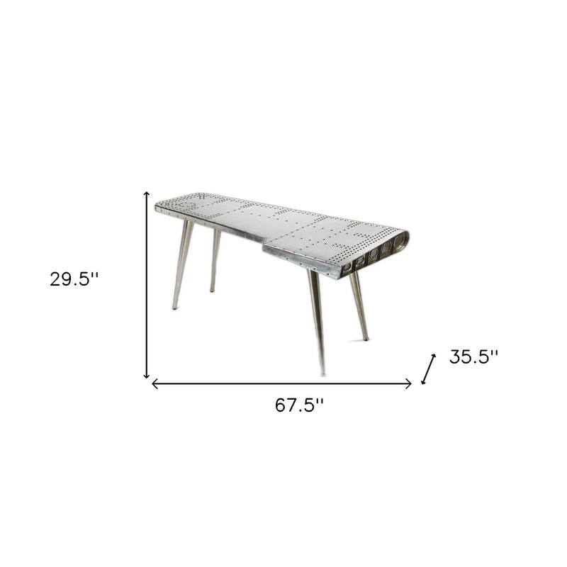 68" Silver Metal Writing Desk