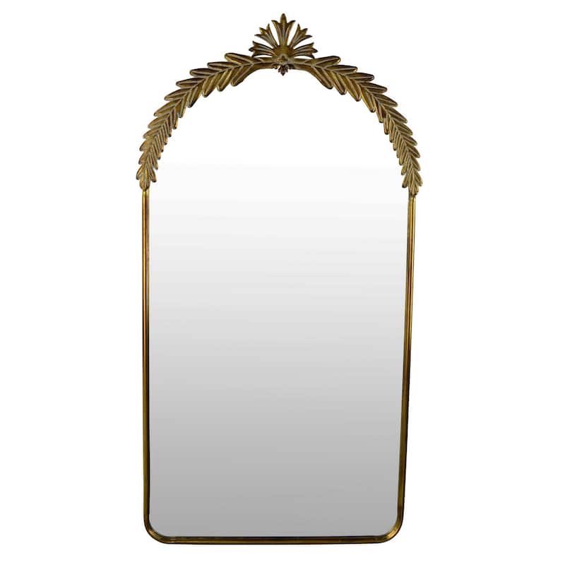 Milie Wall Mirror, Accent Laurel Leaf Details, 25 x 47 Gold Metal