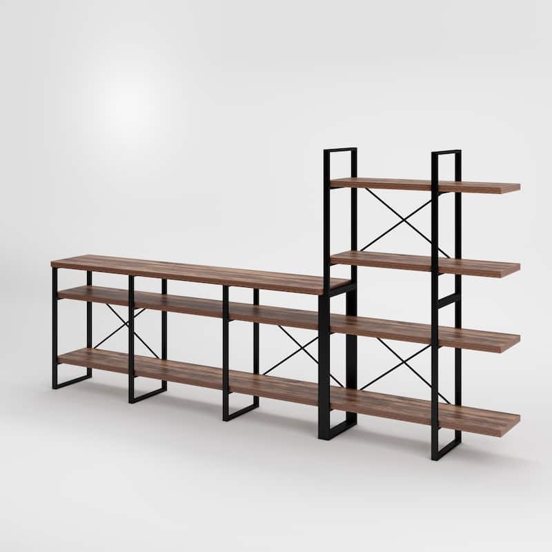 Davee Antique Walnut Entertainment Center TV Stand for TVs up to 78" - 106.3*13.78*56.69 inches