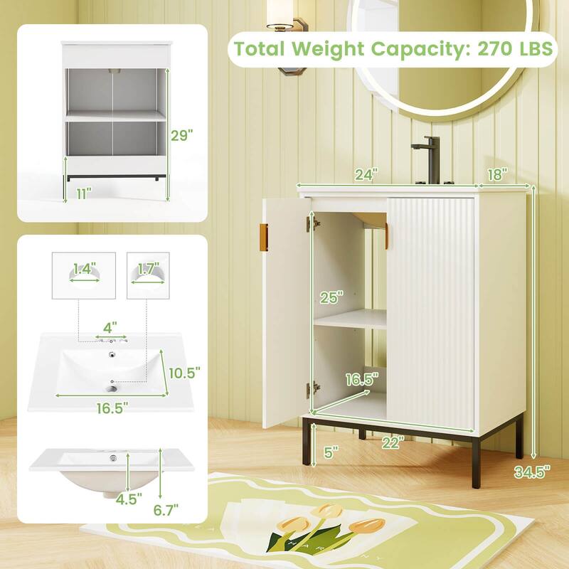 Costway Bathroom Vanity with Sink Combo 24 Inch Freestanding Bathroom - See Details