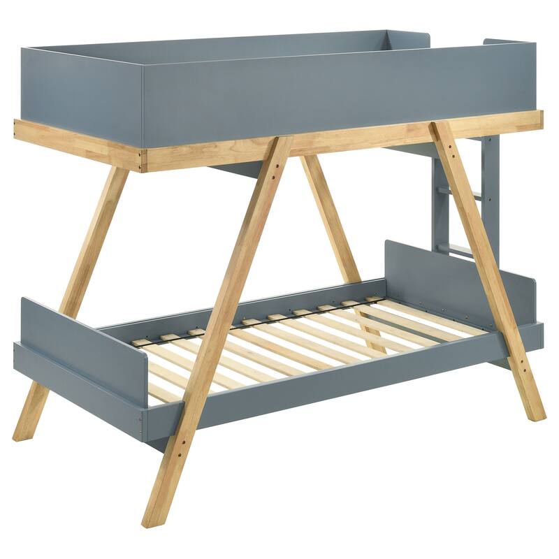 Frankie Mid-Century Modern Wood Twin Over Twin Bunk Bed