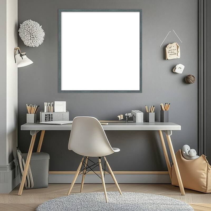 Amanti Art Dixie Blue Grey Rustic Narrow Framed Dry Erase Magnetic Board