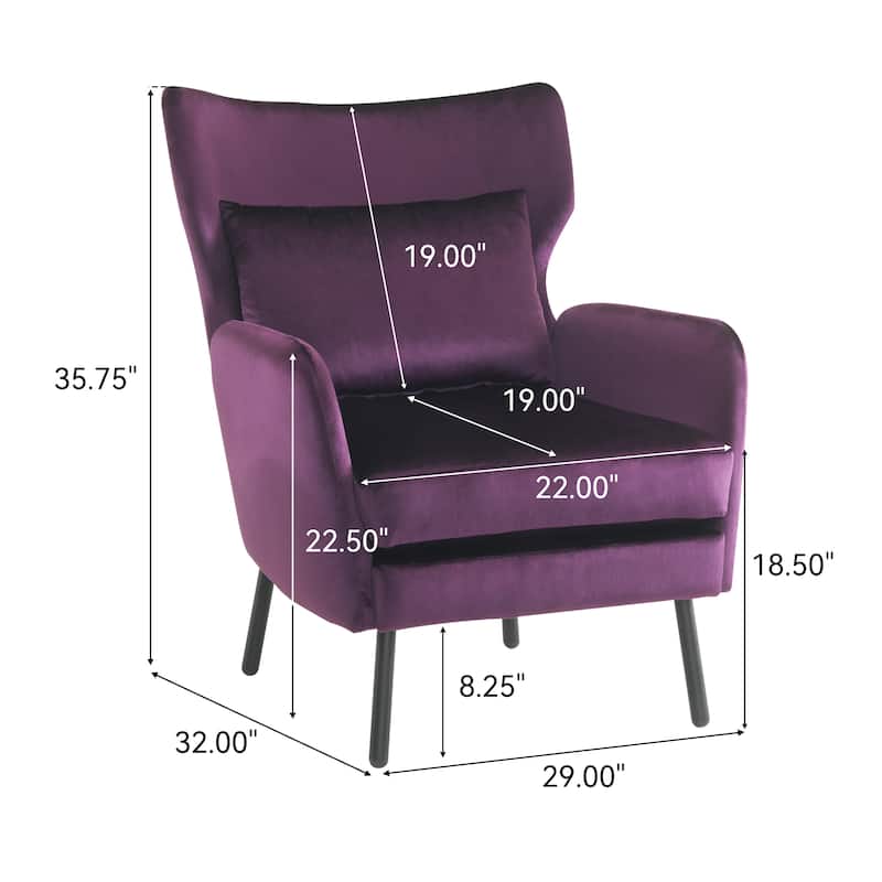 Stylish Wing Back Velvet Accent Chair by Christopher Knight Home