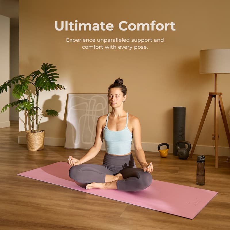 Anti-Slip Dual Color Exercise Yoga Mat EM02-PK - Pink - 71 IN x 24 IN x 0.24