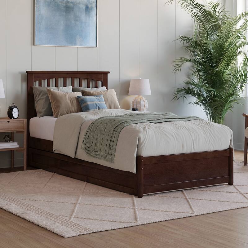 Everett Platform Bed with Panel Footboard and Twin XL Trundle