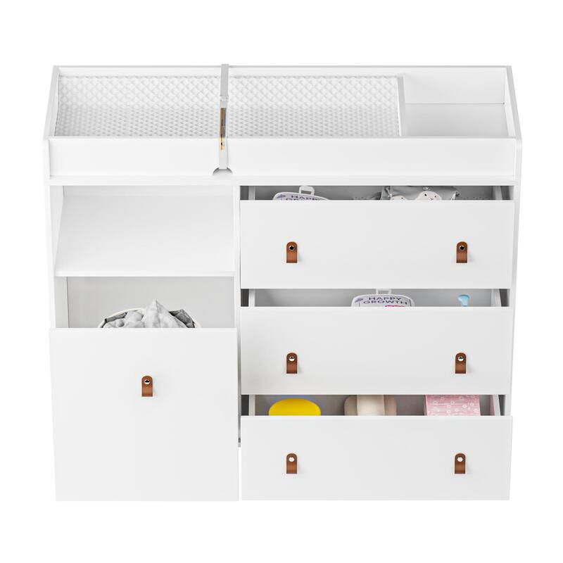 Baby Changing Table Dresser Nursery Dresser Chest White/Grey/Oak