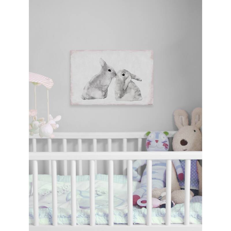 'Bunny Sweethearts' Painting Print on Wrapped Canvas