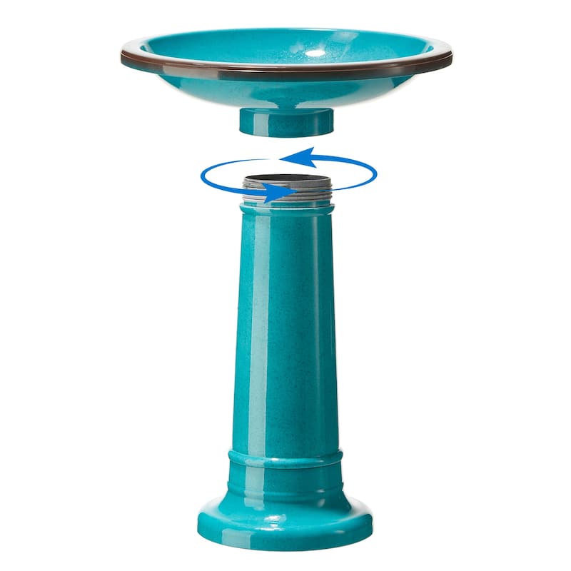 Glitzhome 21.5"H Faux Ceramic Weather-resistant Tall Pedestal Birdbath