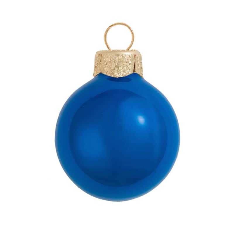 Pearl Finish Glass Christmas Ball Ornaments - 4" (100mm) - Blue Cobalt - 6ct