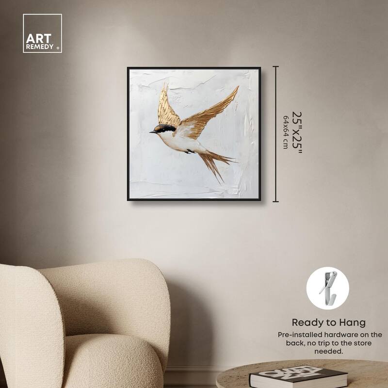 Simple Golden Swallow Canvas by Art Remedy