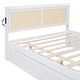 preview thumbnail 17 of 15, Queen Size Bed Frame w/ Rattan Headboard & Sockets Wooden Platform Bedframe w/ Trundle & Storage Drawers, Noise-Free-White