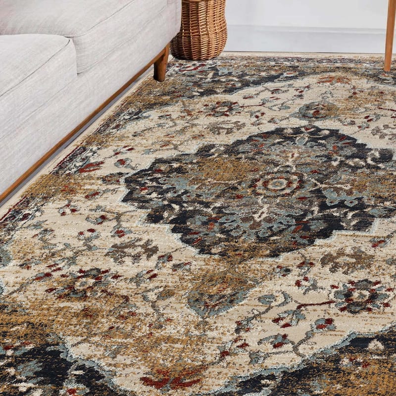 Traditional Floral Medallion Indoor Runner or Area Rug by Superior