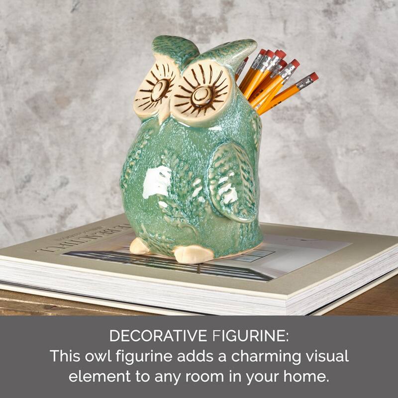 Elements Green and Tawny Owl Figurine, 6X7 Inch