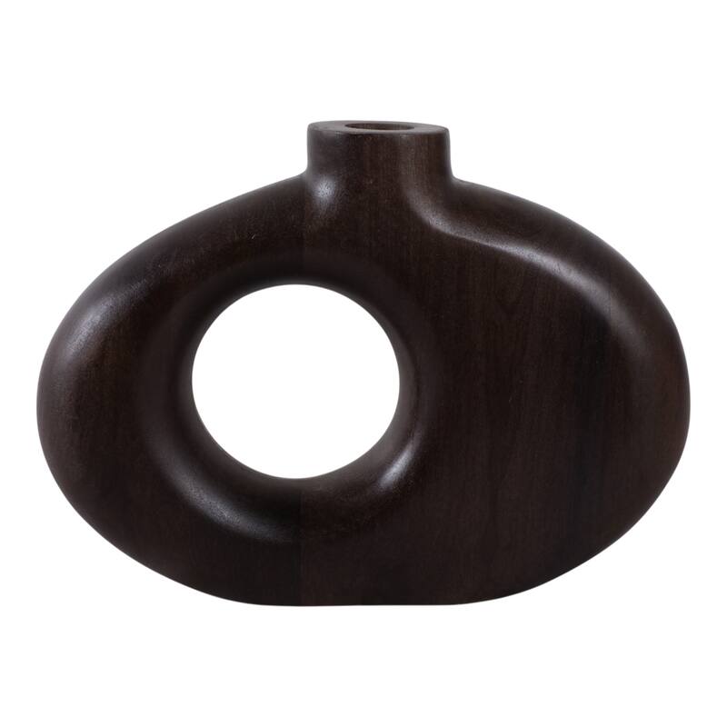 Mango Wood Modern Vase with Round Cutout Silhouette Minimalist Design